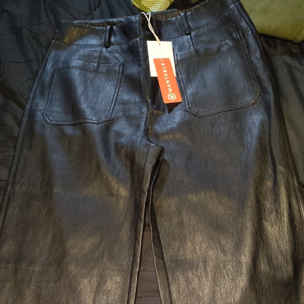 Lucy Paris Black Faux Leather Pants